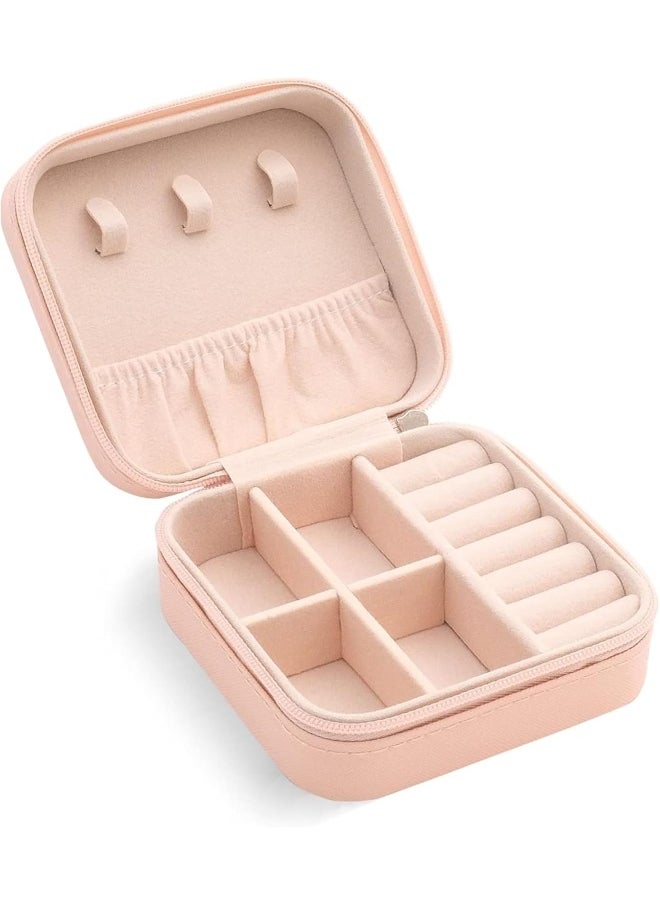 Biella Travel Case Small Jewelry Organizer Portable Storage For Keeping Womens Rings Earrings Necklaces Bracelets (Pink)  - Image 1