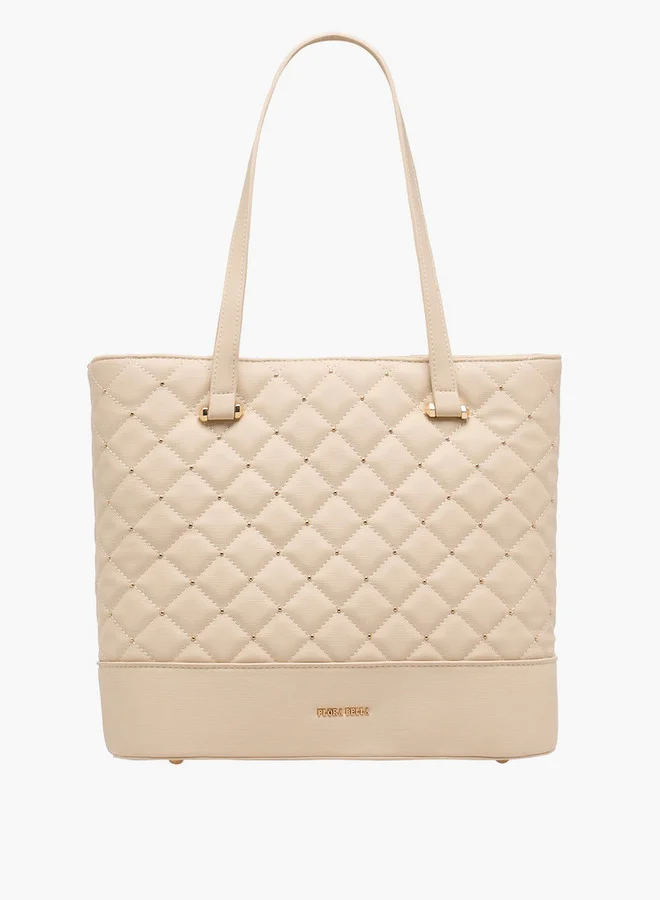 Flora Bella By Shoexpress Quilted Tote Bag with Double Handle and Zip Closure