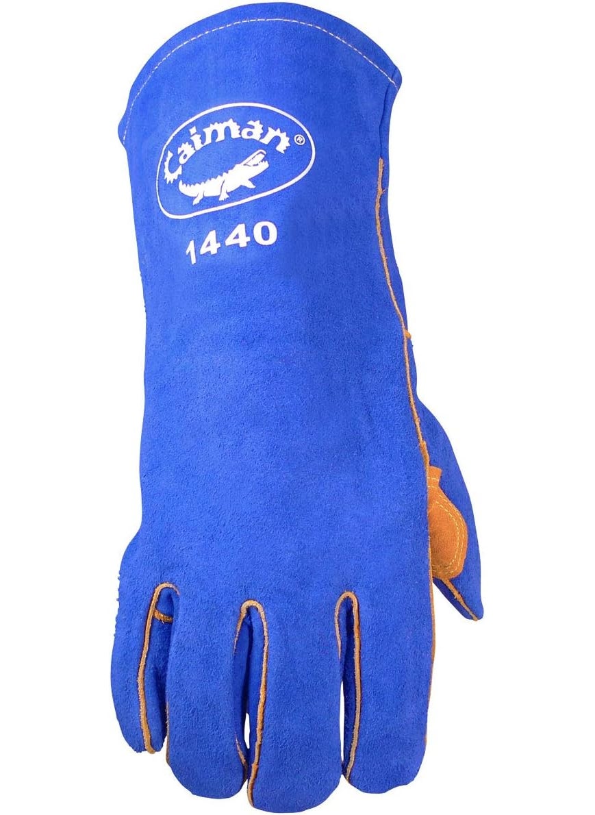 Caiman Caiman Premium Split Cowhide Leather Welding Gloves Aerofoam Lining DuPont Kevlar Stitching Blue Large 1440  - Image 2