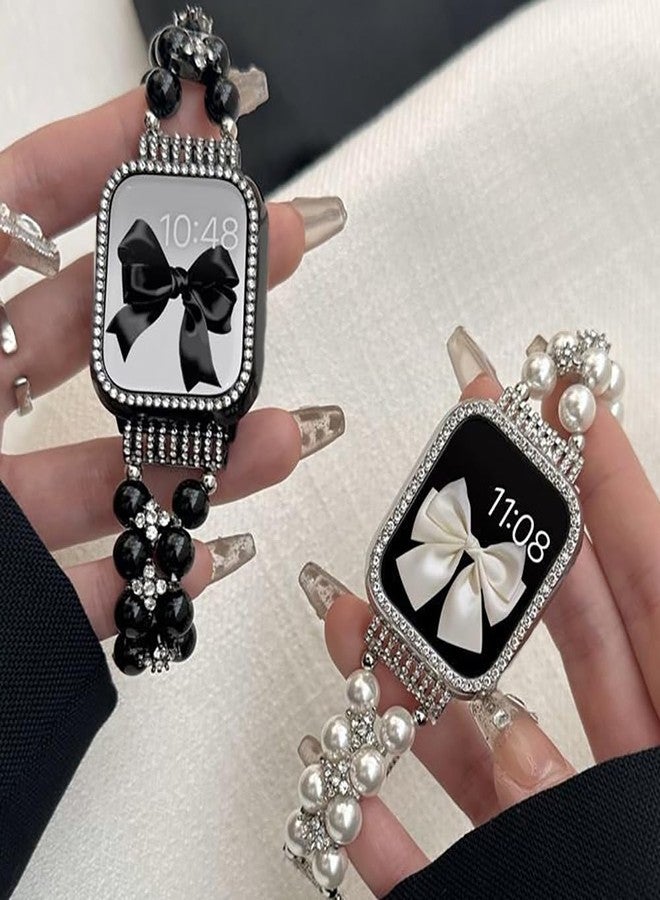 Lesampo Women Sparkly iWatch Screen Protector Case Compatible with Apple Watch Band 38mm 40mm 41mm 42mm 44mm 45mm 46mm Series,No_Glass Slim Bling Bumper (Black+Golden+Silver, 40 MM) - Image 3