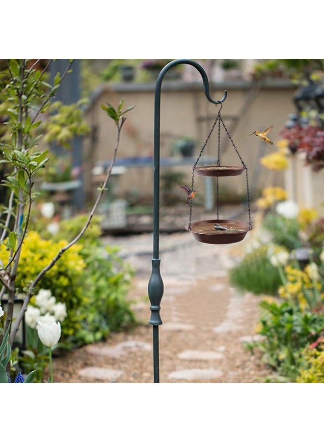 Keygift Hanging Bird Bath for Outdoor, 2-in-1 Birdfeeder & Bathbath Bowls with 23" Rust-Proof Black Chains, Antique Copper Metal Garden Decoration Yard Art - Image 3