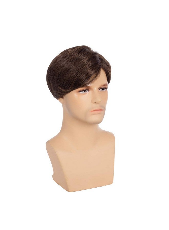Swiking Men Brown Straight Wigs Short Side Part Natural Synthetic Hair for Male Daily Full Wig - Image 5