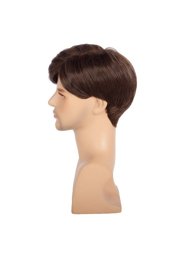Swiking Men Brown Straight Wigs Short Side Part Natural Synthetic Hair for Male Daily Full Wig - Image 4