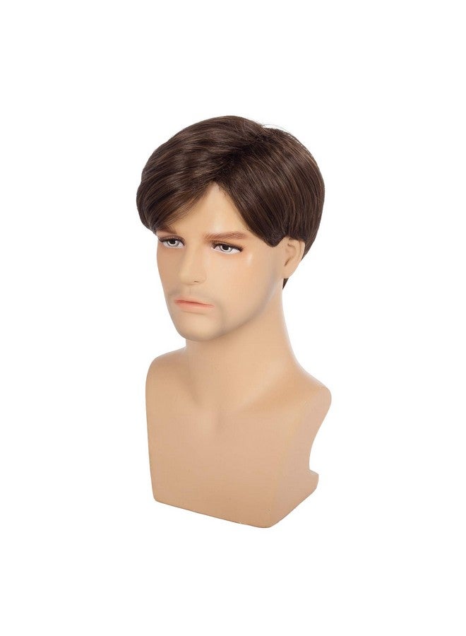 Swiking Men Brown Straight Wigs Short Side Part Natural Synthetic Hair for Male Daily Full Wig - Image 3