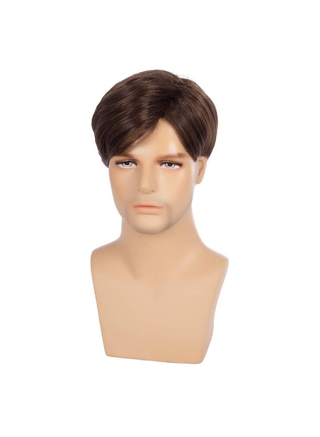Swiking Men Brown Straight Wigs Short Side Part Natural Synthetic Hair for Male Daily Full Wig - Image 2