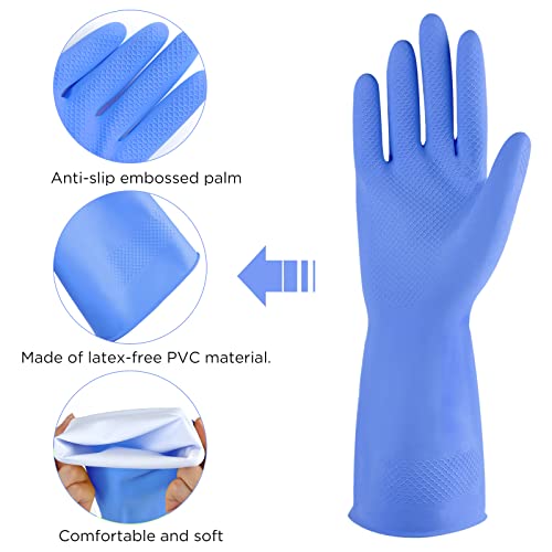 IUCGE Blue XL Rubber Gloves for Kitchen and Household Cleaning - Image 2