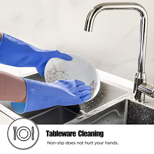 IUCGE Blue XL Rubber Gloves for Kitchen and Household Cleaning - Image 3