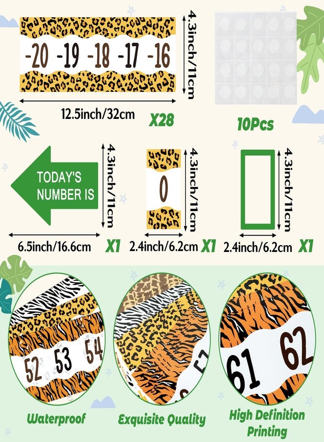 CPicdn 41Pcs Jungle Animal Theme Number Line -20 to +120 Bulletin Board Classroom Decoration, Safari Animal Math Game Border Trims Back to School Classroom Math Learning Posters Decor Teacher Supplies - Image 3