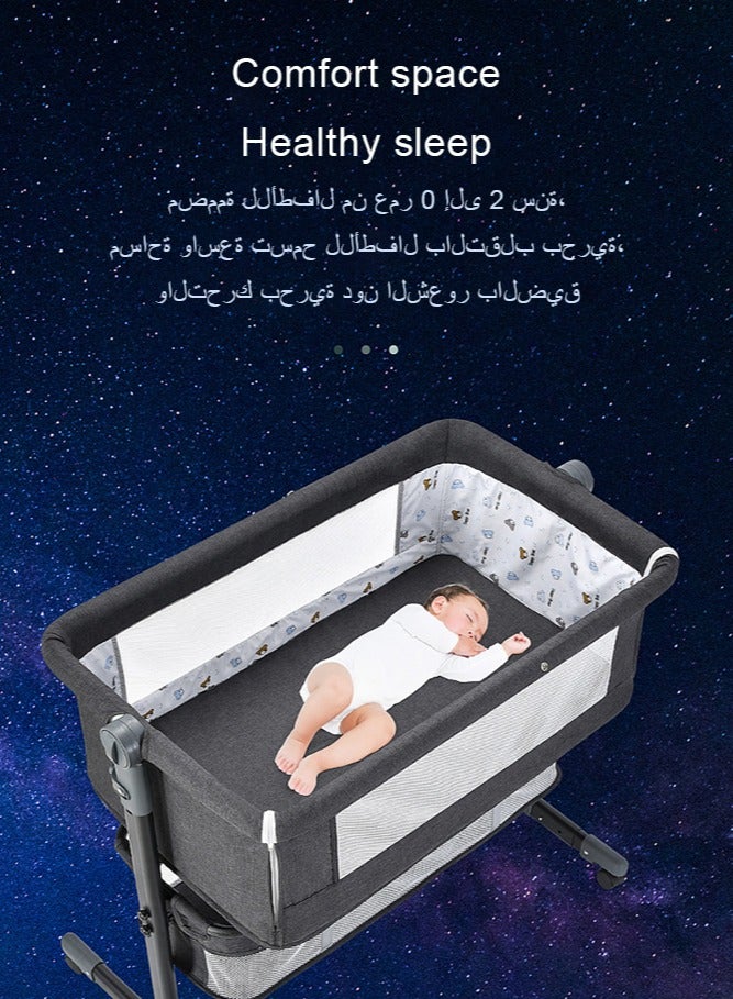 كيديليو سرير أطفال قابل للتعديل بمظلة بجانب السرير، سرير أطفال قابل للطي 3 في 1 مع ناموسية، سرير أطفال بجانب السرير، سرير محمول سهل الطي مع سلة تخزين لحديثي الولادة، سرير أطفال بجانب السرير مع مرتبة مريحة/حقيبة سفر (سرير أطفال) رمادي فاتح - Image 3