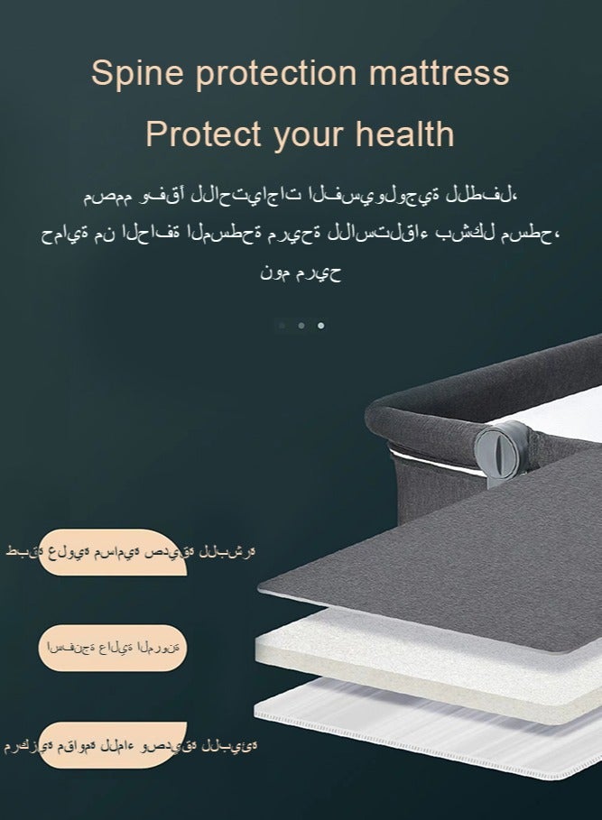 كيديليو سرير أطفال قابل للتعديل بمظلة بجانب السرير، سرير أطفال قابل للطي 3 في 1 مع ناموسية، سرير أطفال بجانب السرير، سرير محمول سهل الطي مع سلة تخزين لحديثي الولادة، سرير أطفال بجانب السرير مع مرتبة مريحة/حقيبة سفر (سرير أطفال) رمادي فاتح - Image 5