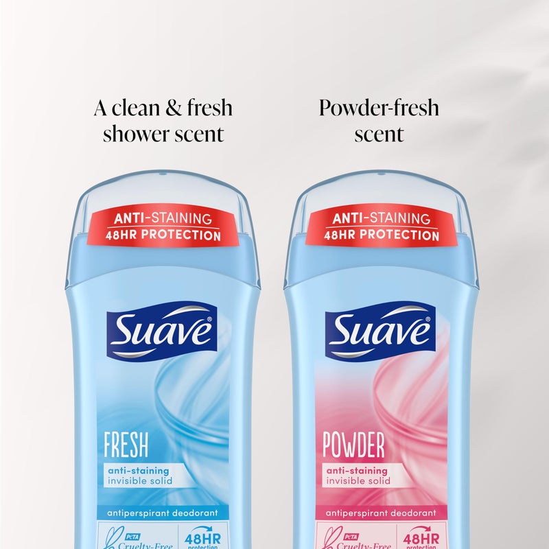 Suave Deodorant Women, Antiperspirant, Powder and Fresh Bundle, 48-Hour Odor & Wetness Protection, with Essential Oils, anti-staining, no baking soda Bundle 4 x 2.6 oz - Image 3