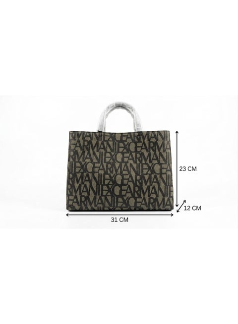 Armani Exchange – Black Flower "Tote" Bag with a prominent monogrammed touch