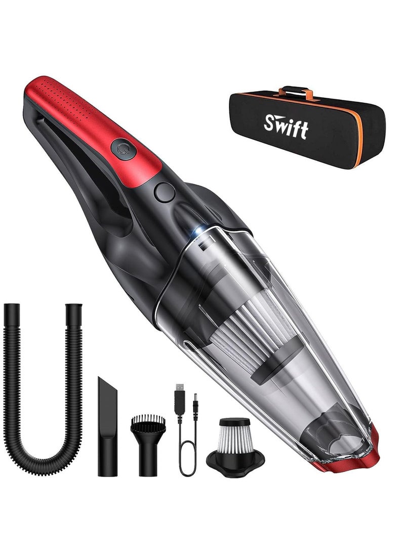 Swift Handheld Vacuum Cleaner Wireless, 7KPA High Power Hand Held Vacuuming Cordless with LED Light HEPA Filter, Rechargeable Car Vacuum for Home Car Corner Stairs Pet Hair Dust Clean, Black  - Image 1