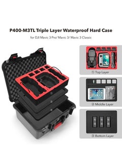 SYMIK P400-M3TL Mavic 3 Pro Triple Layer Waterproof Hard Carrying Case for DJI Mavic 3 Pro/Cine/Mavic 3/Classic/Fly More Combo, with DJI RC/RC Pro/RC-N1 Remote, Fits Landing Pad, iPad, Accessories  - Image 2