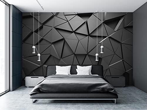Cliouar-Black Geometric Figures 3D Wallpaper Mural 158" x 110"(Not Self-Adhesive) - Image 1