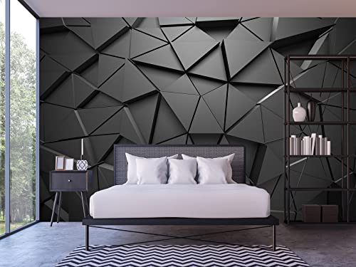 Cliouar-Black Geometric Figures 3D Wallpaper Mural 158" x 110"(Not Self-Adhesive) - Image 2