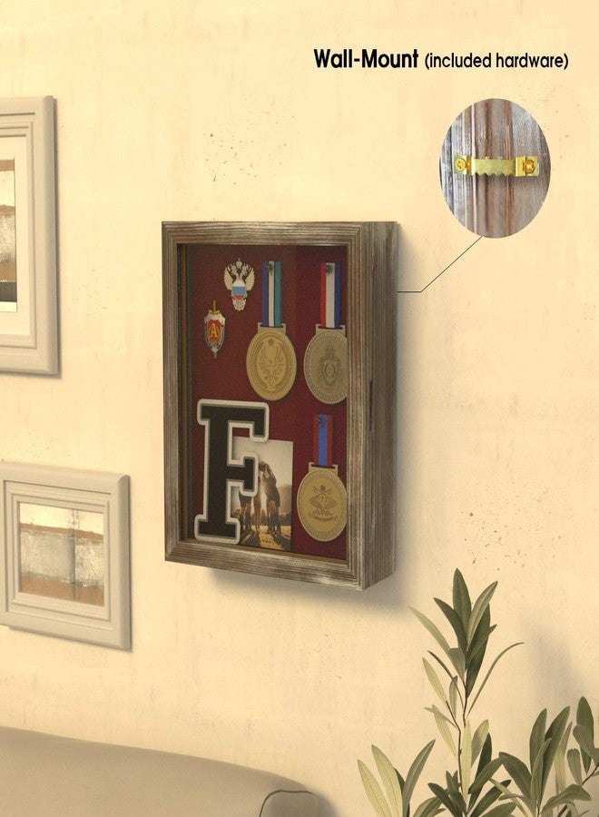 J JACKCUBE DESIGN Shadow Box Display Case 9" x 11" Memory Box Rustic Wood Frame with Linen Back Gifts Keepsakes Storage for Picture Medal Post-Card -MK577B (Small) - Image 2