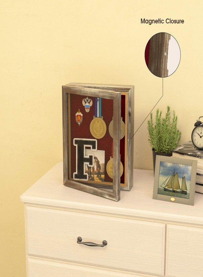 J JACKCUBE DESIGN Shadow Box Display Case 9" x 11" Memory Box Rustic Wood Frame with Linen Back Gifts Keepsakes Storage for Picture Medal Post-Card -MK577B (Small) - Image 3