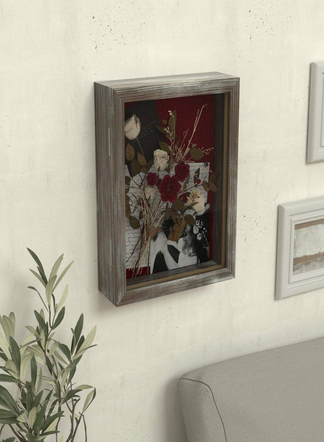 J JACKCUBE DESIGN Shadow Box Display Case 9" x 11" Memory Box Rustic Wood Frame with Linen Back Gifts Keepsakes Storage for Picture Medal Post-Card -MK577B (Small) - Image 4