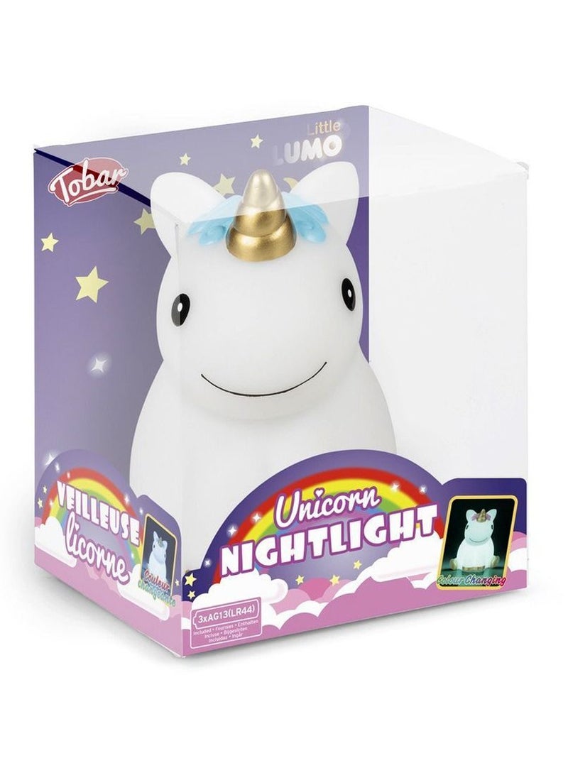 سلة إضاءة ليلية على شكل يونيكورن بألوان متعددة لغرف الأطفال باللونين الأزرق والأبيض 13 سم - Image 4