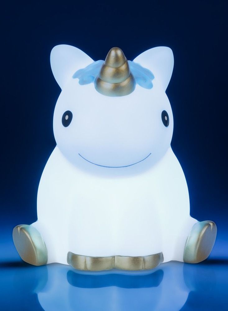 سلة إضاءة ليلية على شكل يونيكورن بألوان متعددة لغرف الأطفال باللونين الأزرق والأبيض 13 سم - Image 2