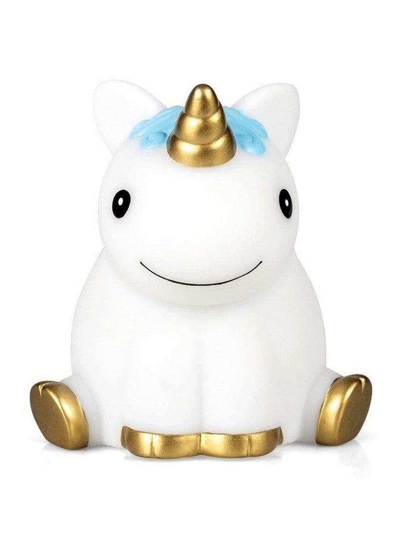 سلة إضاءة ليلية على شكل يونيكورن بألوان متعددة لغرف الأطفال باللونين الأزرق والأبيض 13 سم - Image 1