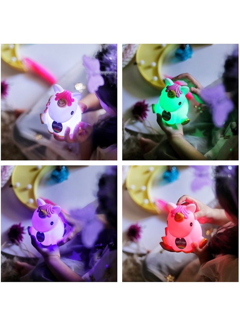 سلة إضاءة ليلية على شكل يونيكورن بألوان متعددة لغرف الأطفال باللونين الأزرق والأبيض 13 سم - Image 5