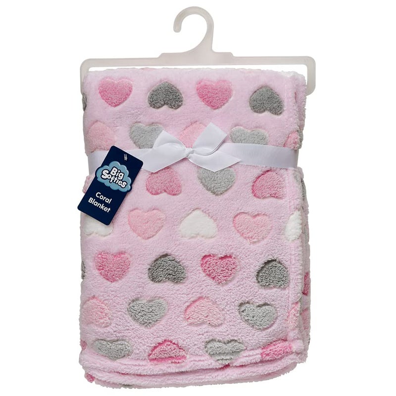 Big Softies Coral Fleece Baby BlanketPinkDesignHeartSuper Softfor Girls 036 Months