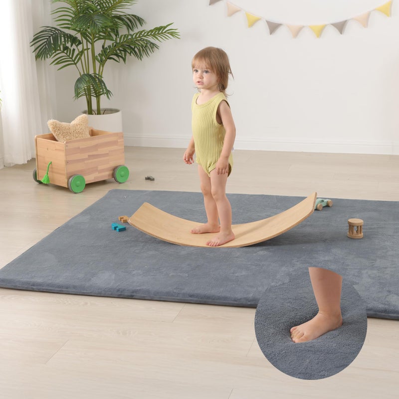 Huloo Sleep Baby Play Mat for Floor,Extra Large 71"Ã—79" Playpen Mat for Toddler,Infant,Kids,1.3" Thick Non-Slip Nursery Rug,Water Repellent Soft Padded Activity Mats for Tummy Time, Crawling,Playroom(Dark Grey) - Image 2