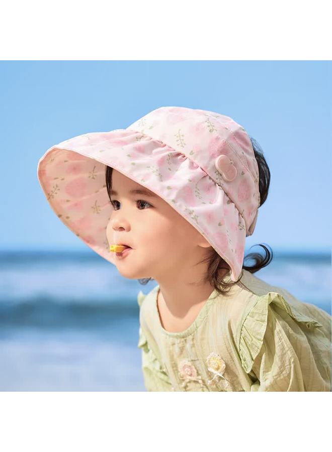 Lemonkid Kids Sun Protection Hat Girls Open-top Uv Protection Baby Sun Hat Shade Cap Spring Peach Pink - Image 1