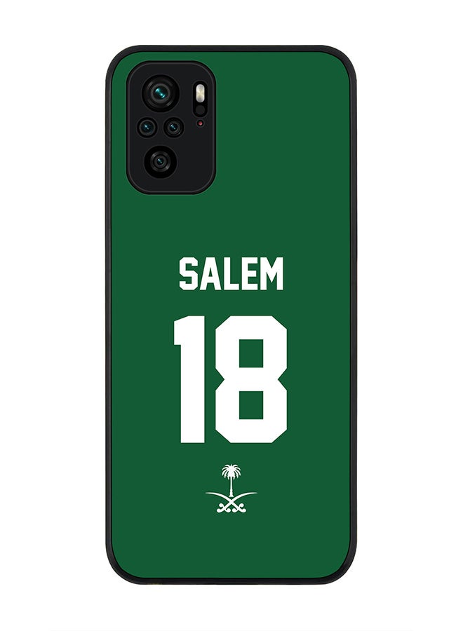 Stylizedd Rugged Black edge case for Xiaomi Poco M5s Slim fit Soft Case Flexible Rubber Edges Anti Drop TPU Gel Thin Cover - Football Team - Saudi Arabia Player Name - Salem - Image 1