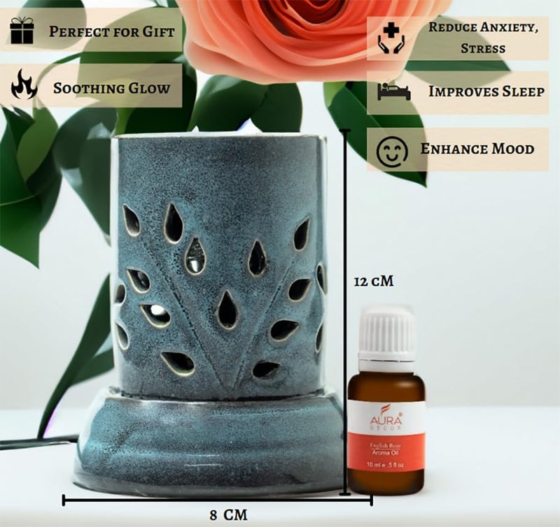 AURA DECOR AuraDecor Electric Diffuser Gift Set with 1 Extra Light Bulb and 10 ml Aroma Oil Rose HomeDecor Diffuser Set Air Freshner Cylindrical  - Image 3