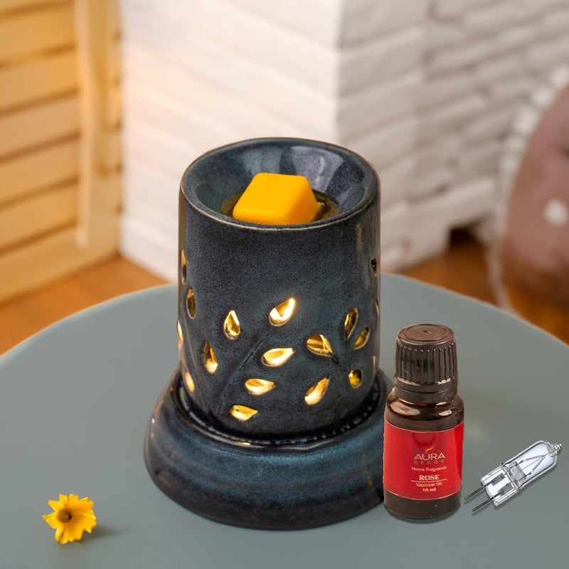 AURA DECOR AuraDecor Electric Diffuser Gift Set with 1 Extra Light Bulb and 10 ml Aroma Oil Rose HomeDecor Diffuser Set Air Freshner Cylindrical  - Image 2