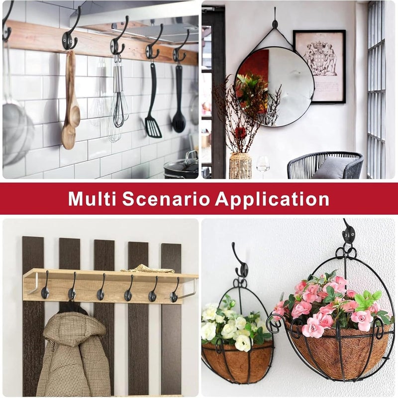 12PCS Heavy - Duty Wall Hooks for Hanging - Black - Image 4