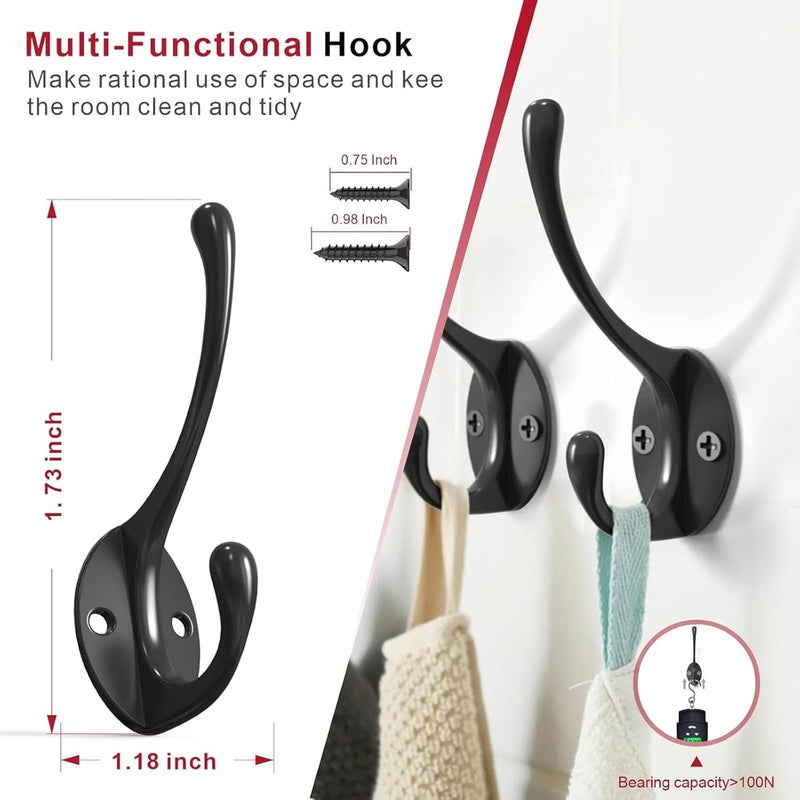 12PCS Heavy - Duty Wall Hooks for Hanging - Black - Image 2