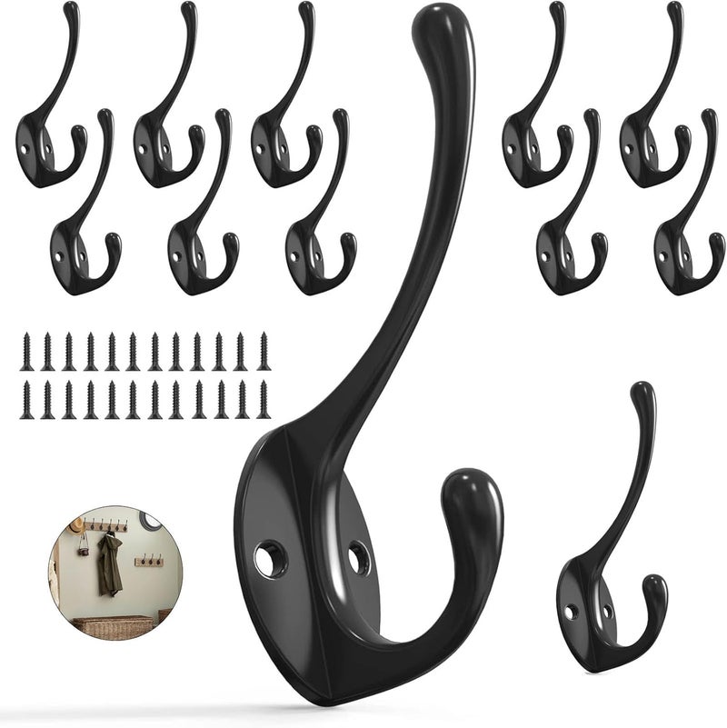 12PCS Heavy - Duty Wall Hooks for Hanging - Black - Image 1