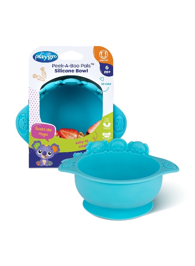 Playgro Peek-A-Boo Pals Silicone Bowl – Blue – BPA-Free Food-Grade Silicone Baby Feeding Bowl, Strong Suction Base for Weaning & Self-Feeding Toddlers - Image 5