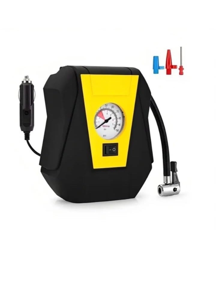 Denx Portable Car Tyre Inflator with Analog Pressure Gauge – 12V Air Compressor Pump for Car, Bike, SUV & Ball Inflation  - Image 2