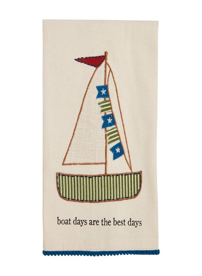 Mud Pie Boat Days Lake Applique Towel; 21" x 14" - Image 1