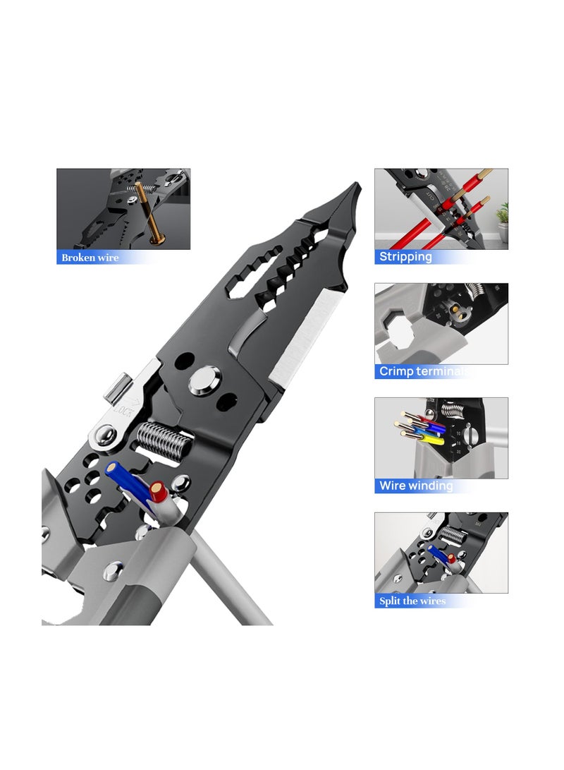 KASTWAVE 28 in 1 Self-Adjusting Wire Stripper Cutter, Universal Automatic Electrical Wire Strippers for Wire Stripping, Cable Cutting, Crimping Tool from 10 AWG to 24 AWG, Professional Electrician Pliers Tool - Image 4