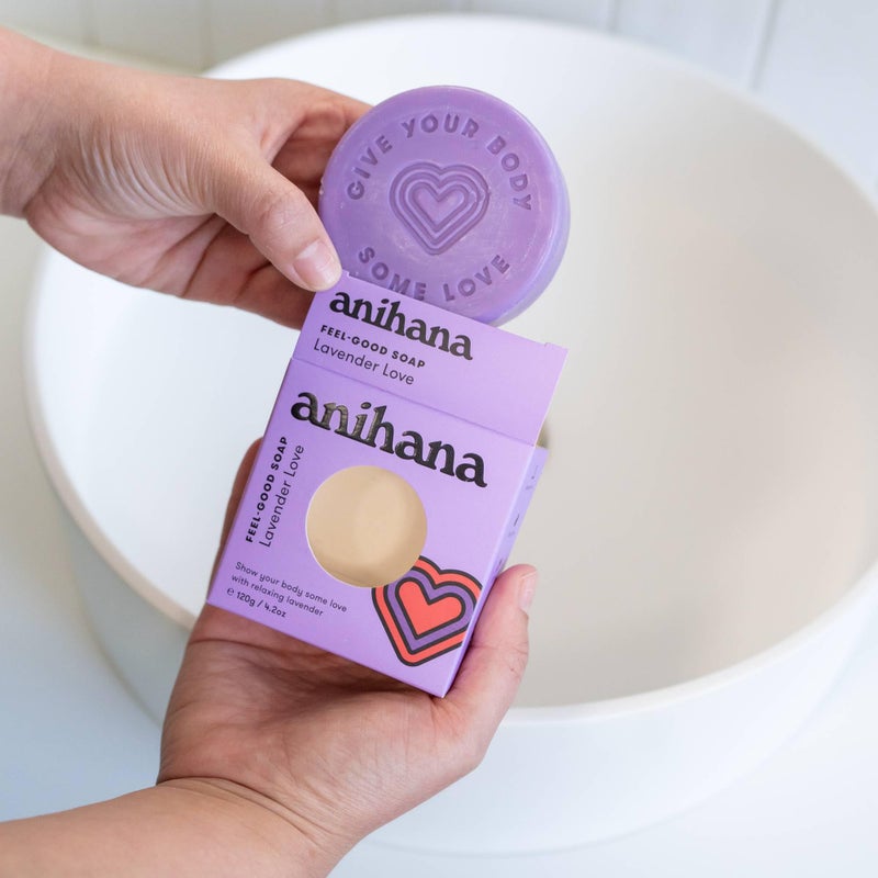 ANIHANA Feel-Good Soap 3 Pack with Coconut Oil and Shea Butter, Gentle Cleansing, Paraben Free, Cruelty Free, Refreshing Lavender Love Scent, 4.2 oz each - Image 4