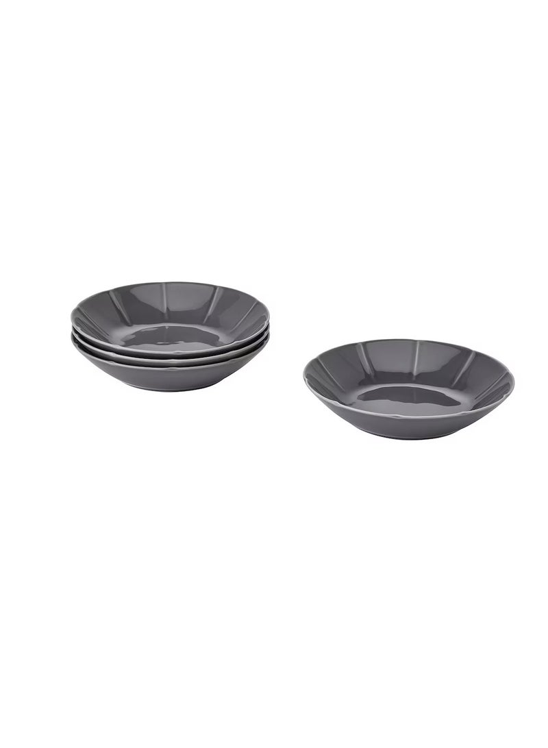 طبق عميق من الخزف رمادي 23 سم - Image 2