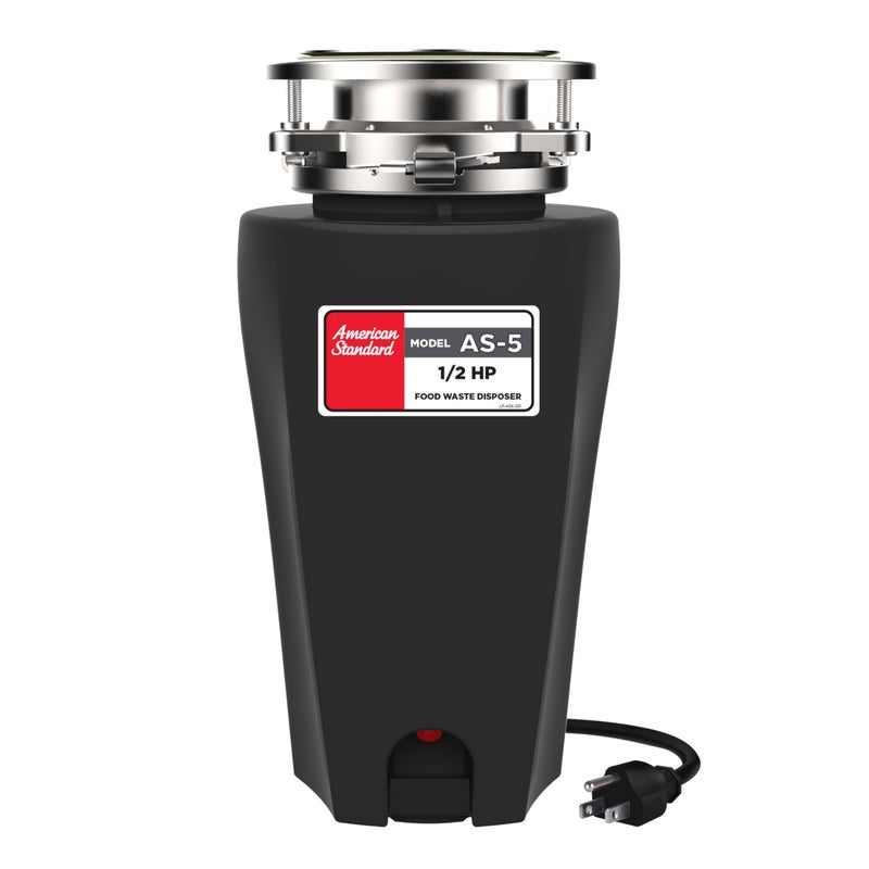 American Standard 10USAS5 Garbage Disposal AntiJam Stainless Steel Food Waste Grinding System Slim Line 12 HP Black