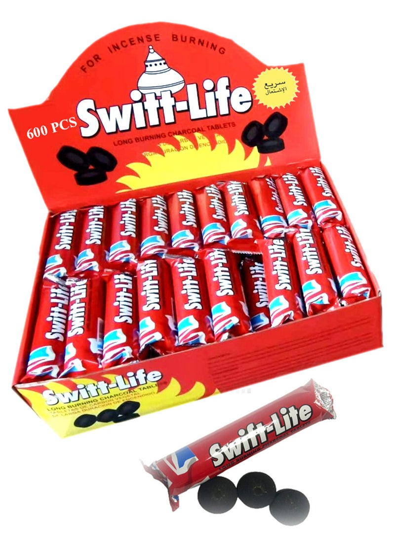 فحم 600 قطعة بخور فحم سويفت لايف فحم سريع الإشعال - عبوة 10x60 / فحم لايت - أقراص فحم ذكية - 33 مم - Image 4
