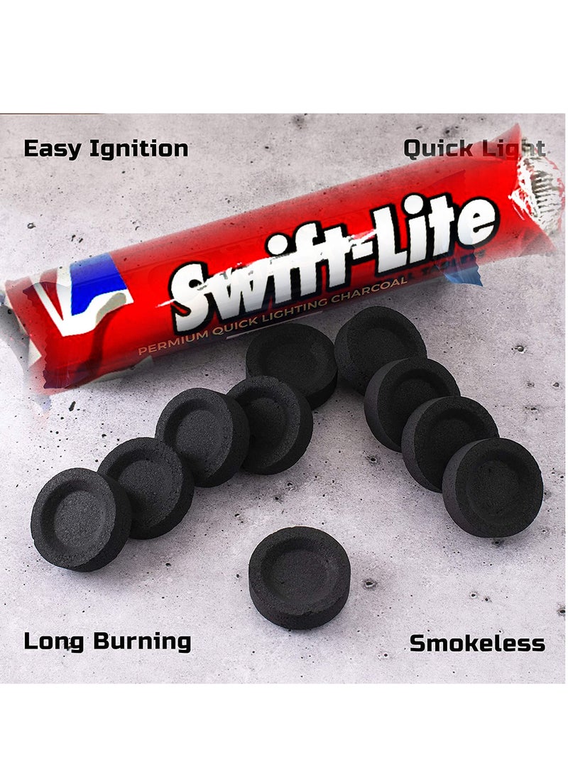 فحم 600 قطعة بخور فحم سويفت لايف فحم سريع الإشعال - عبوة 10x60 / فحم لايت - أقراص فحم ذكية - 33 مم - Image 3