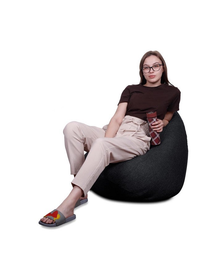 Style Homez Style Homez ORGANIX Collection, Classic Bean Bag XL Size Black Color in Organic Jute Fabric, Cover Only - Image 3