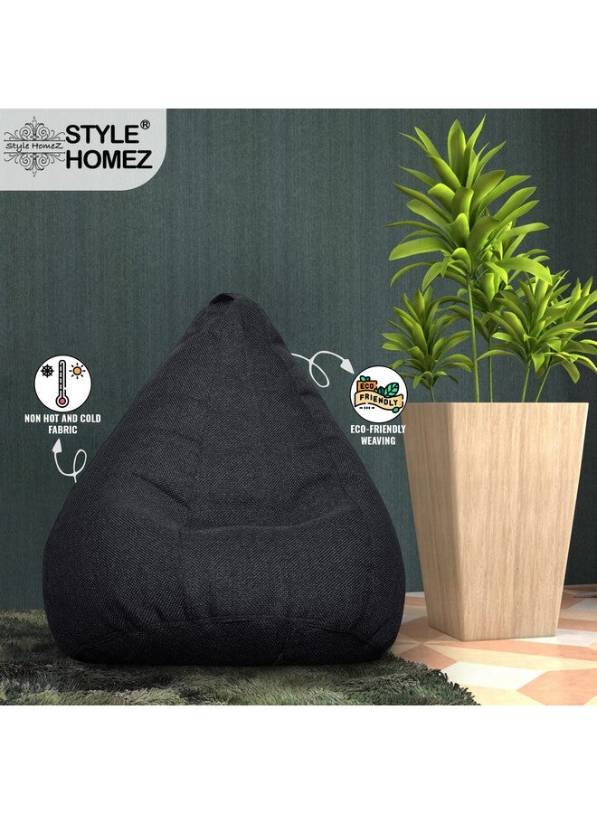 Style Homez Style Homez ORGANIX Collection, Classic Bean Bag XL Size Black Color in Organic Jute Fabric, Cover Only - Image 2