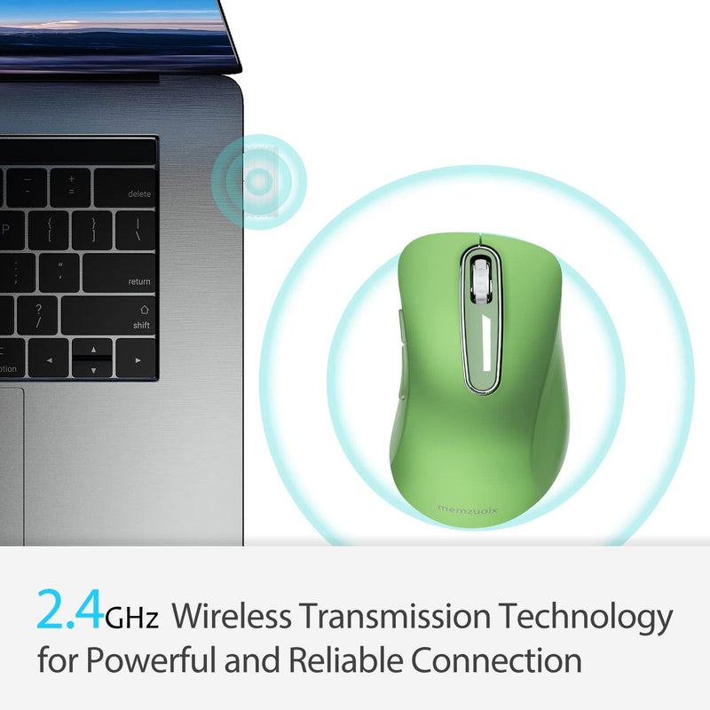 memzuoix 2.4G Wireless Mouse, 1400 DPI Mobile Optical Cordless Mouse with USB Receiver, Portable Computer Mice for Laptop, PC, Desktop, MacBook, 5 Buttons (Mint Green) - Image 2