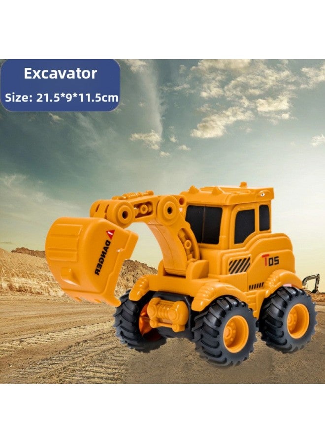 Children Press Car Boy 3 Inertia Car 1-2 Years Old Baby Excavator Engineering Car Toy Car 5-6-Color:Enlarged And Thickened Press Slide-excavator 125a  - Image 1