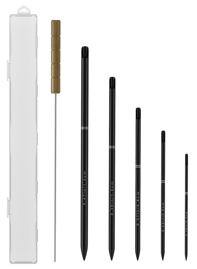 FETUSI Rope Splicing Tool Kit, Rope Splicing FID Kit for Double Braid Eye Line,Stainless Steel Line Braiding Set Tool Include 5 Sizes (0.16-0.47") Fids and 1pcs Pusher(Black) - Image 1